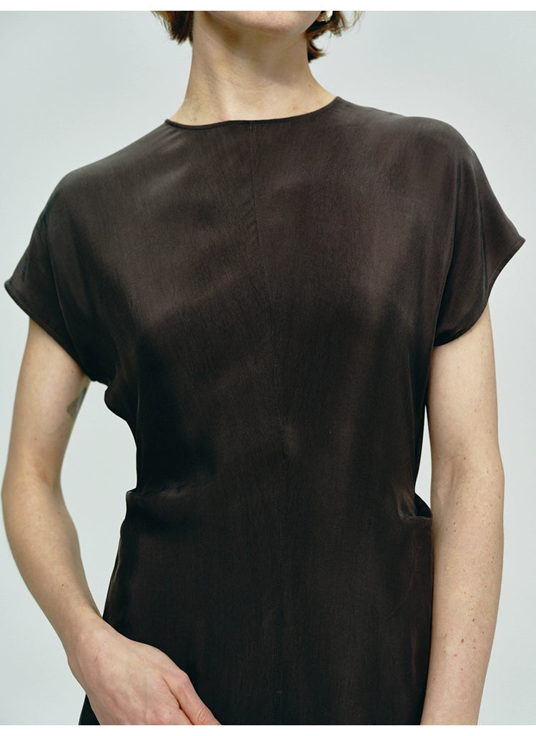 Dark Brown Short-sleeved Dress