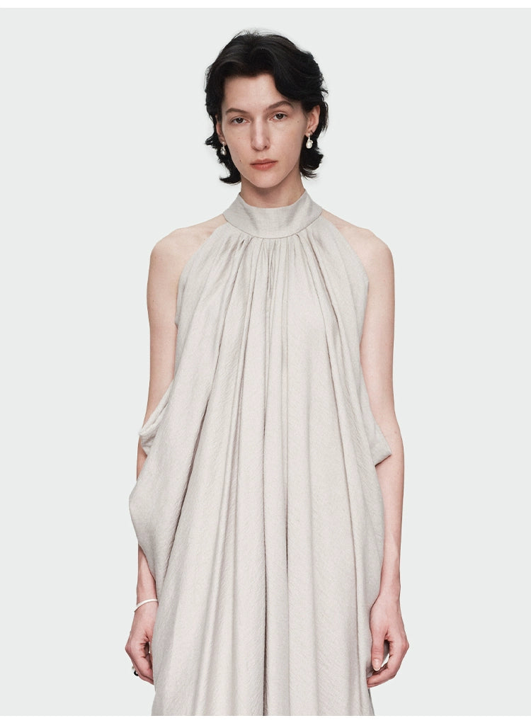Gray Halter Loose Maxi Dress