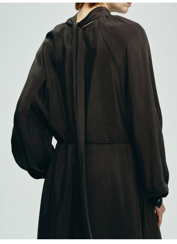 Dark Brown Turtleneck Loose Dress