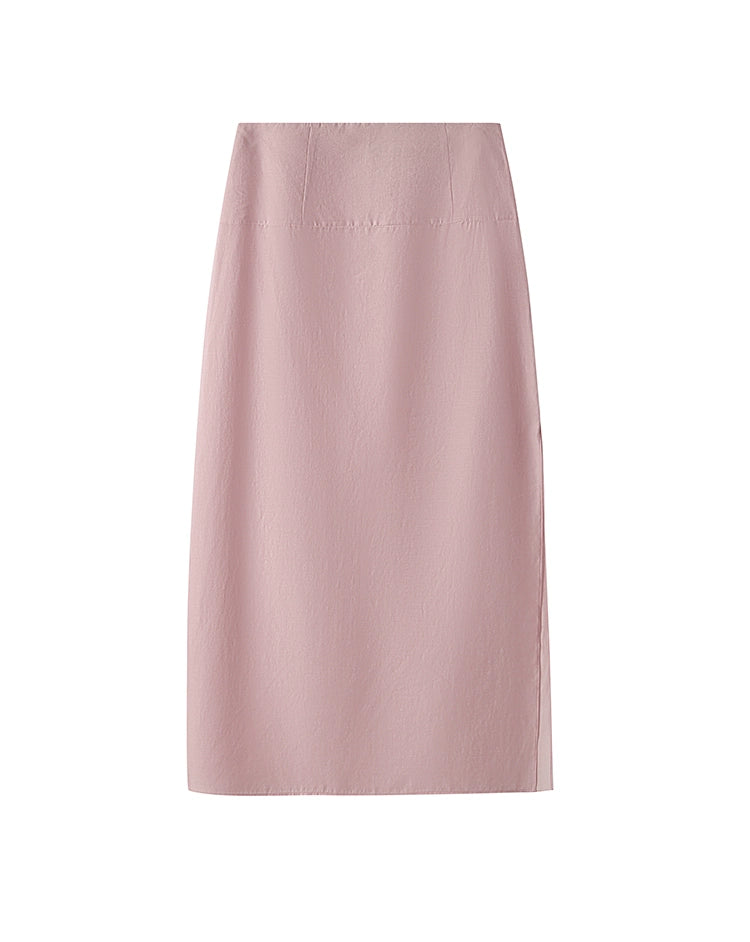 Pink Straight Long Skirt