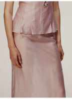 Pink Straight Long Skirt