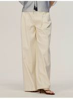 White High-waisted Straight-leg Denim Trousers