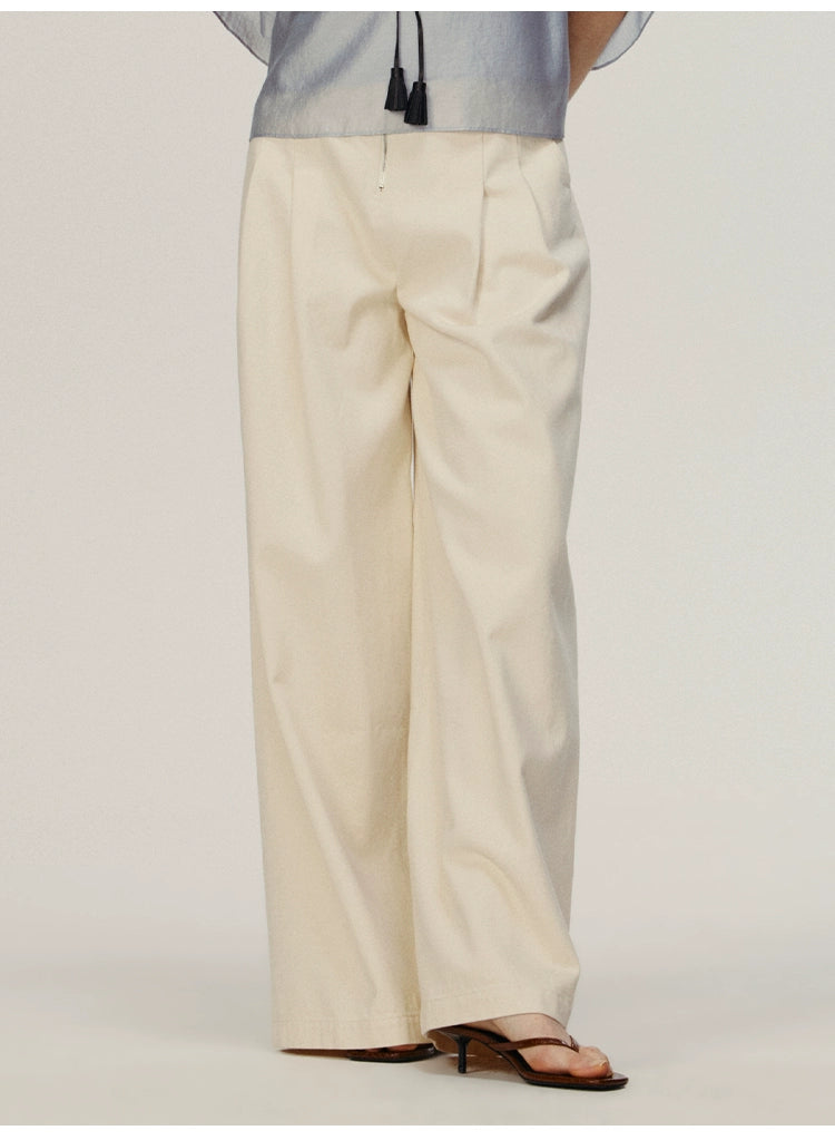 White High-waisted Straight-leg Denim Trousers