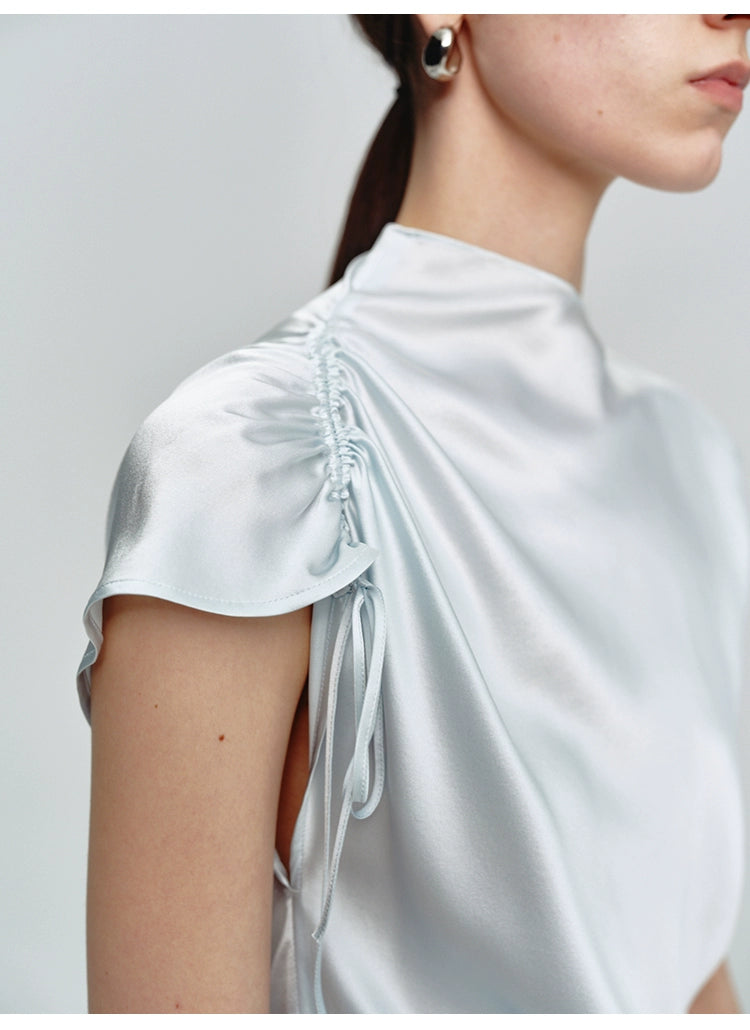 Pleated Asymmetrical Sleeveless Top
