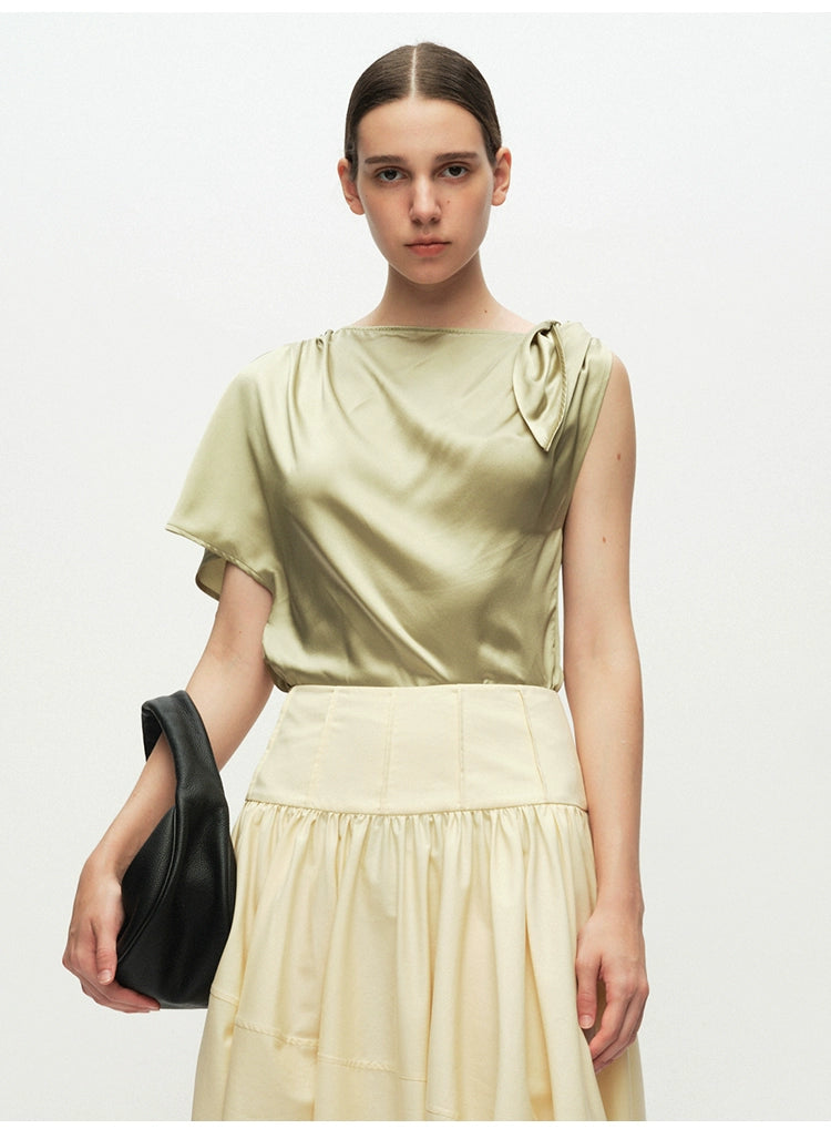 Green Tie-knot Asymmetrical Top