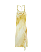 Yellow Knot Ruffled Midi Dress