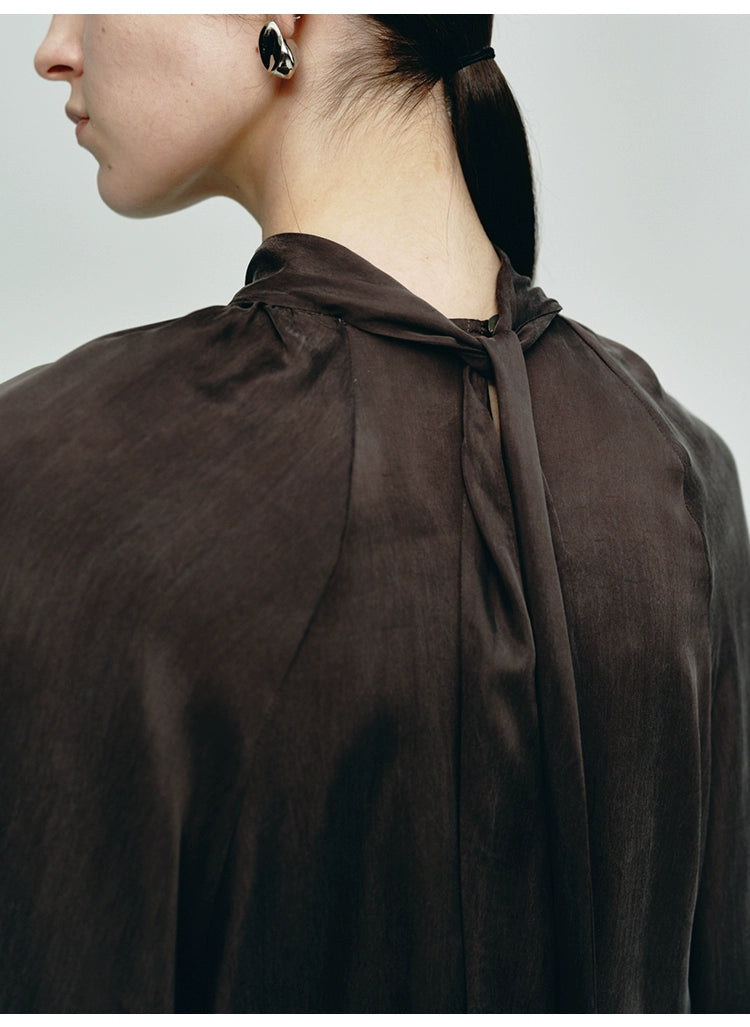 Dark Brown Turtleneck Loose Top