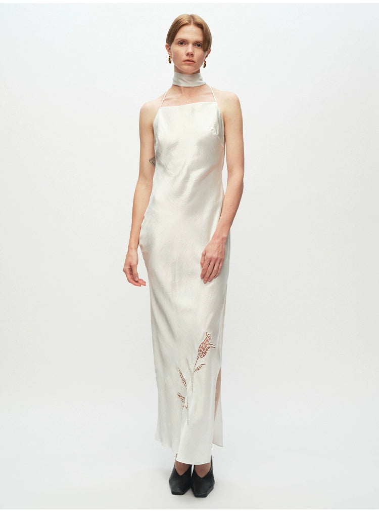 Rose Hollow Out Open Back Dress