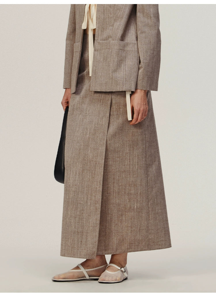 Linen Solid Wrap Skirt