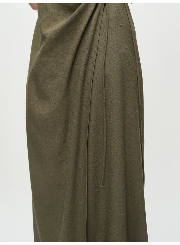 Army green Backless Sleeveless Dress