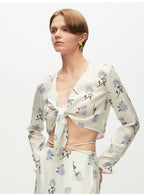 Rose Print Tied Knot Top