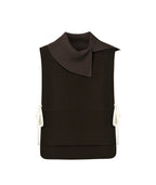 Coffee Knitted Collar Autumn Vest Top