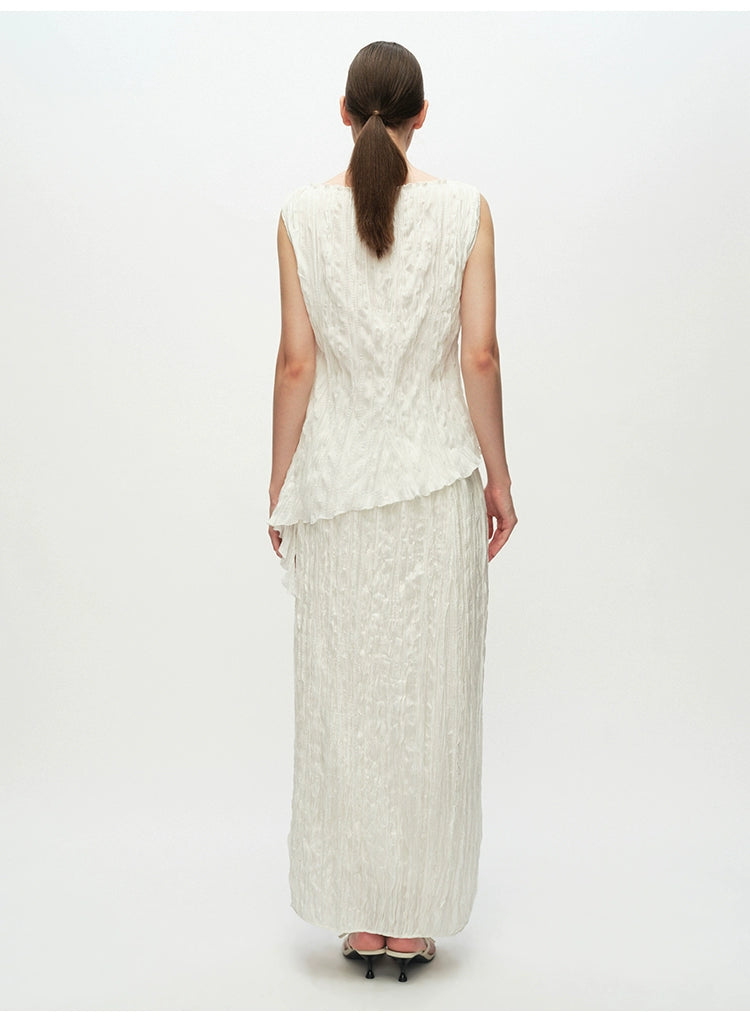 White Asymmetrical Sleeveless Top