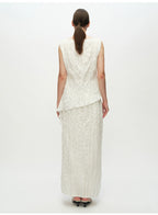 White Asymmetrical Sleeveless Top