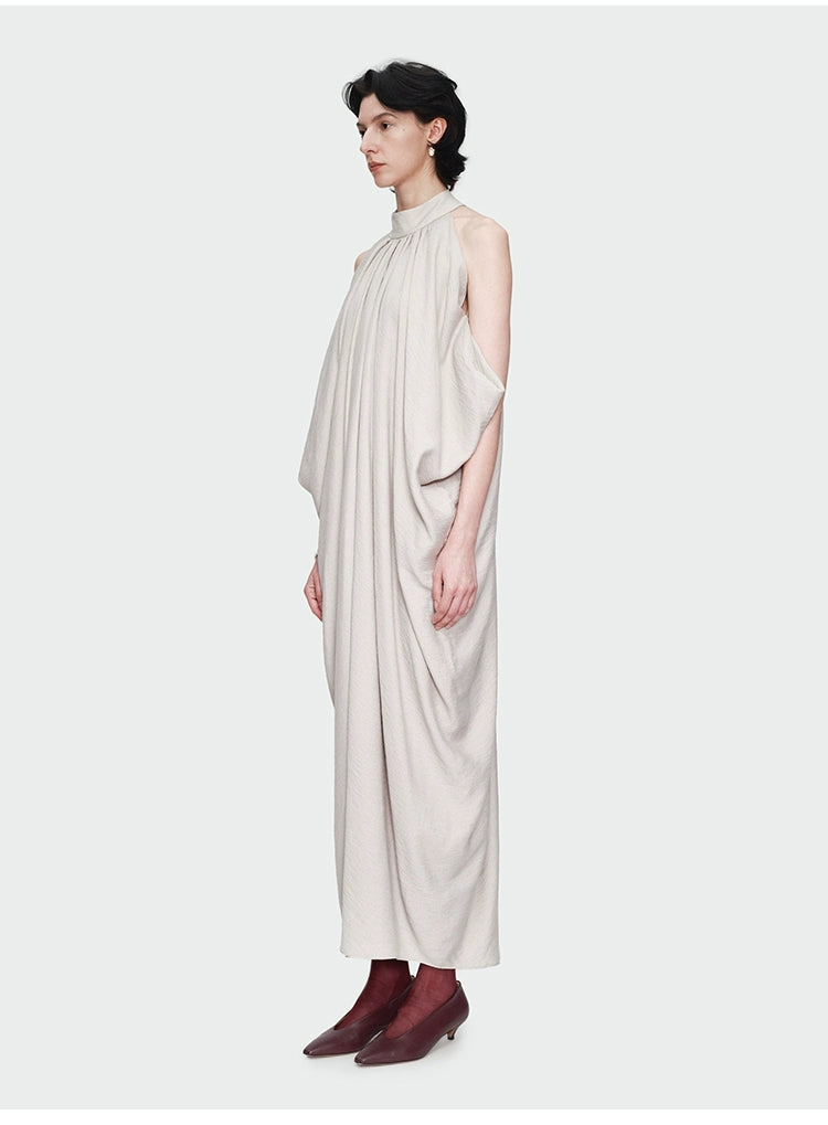 Gray Halter Loose Maxi Dress