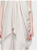 Gray Halter Pleated Top