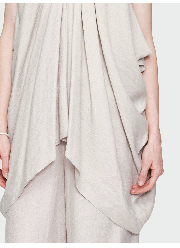 Gray Halter Pleated Top