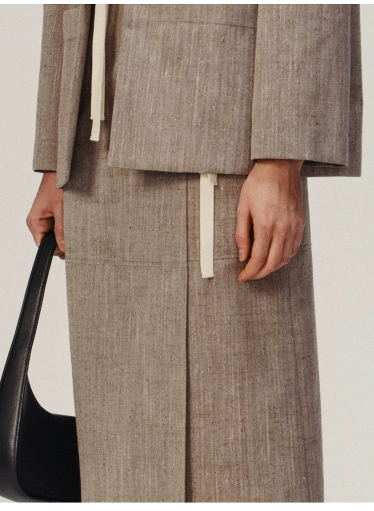 Linen Solid Wrap Skirt