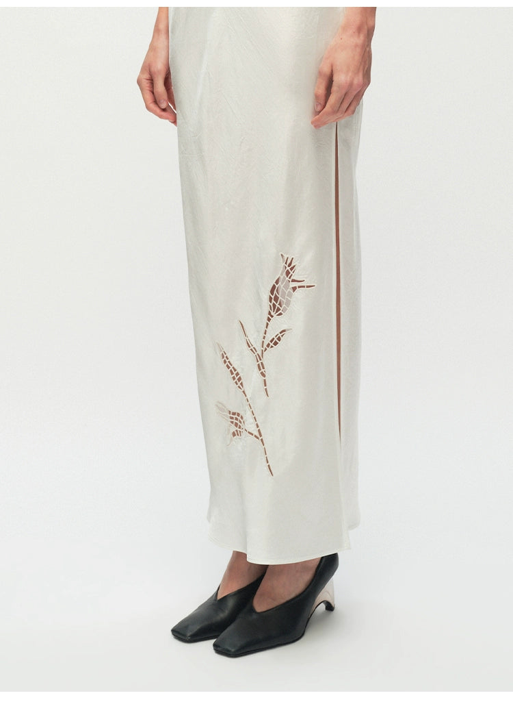 Rose Hollow Out Open Back Dress