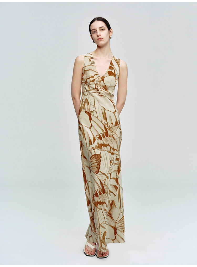 Sleeveless Butterfly Print Dress