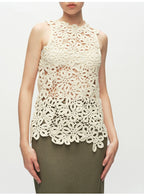 Beige Crochet Hollow Out Vest