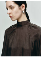 Dark Brown Turtleneck Loose Top