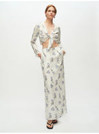 Rose printing Straight Skirt