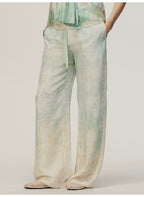 Mint green Printing Loose Trousers