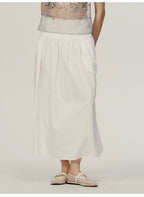 White Cotton Pleated A-shaped Skirt
