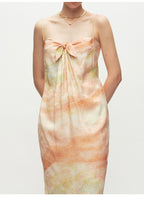 Print Tie Midi Dress