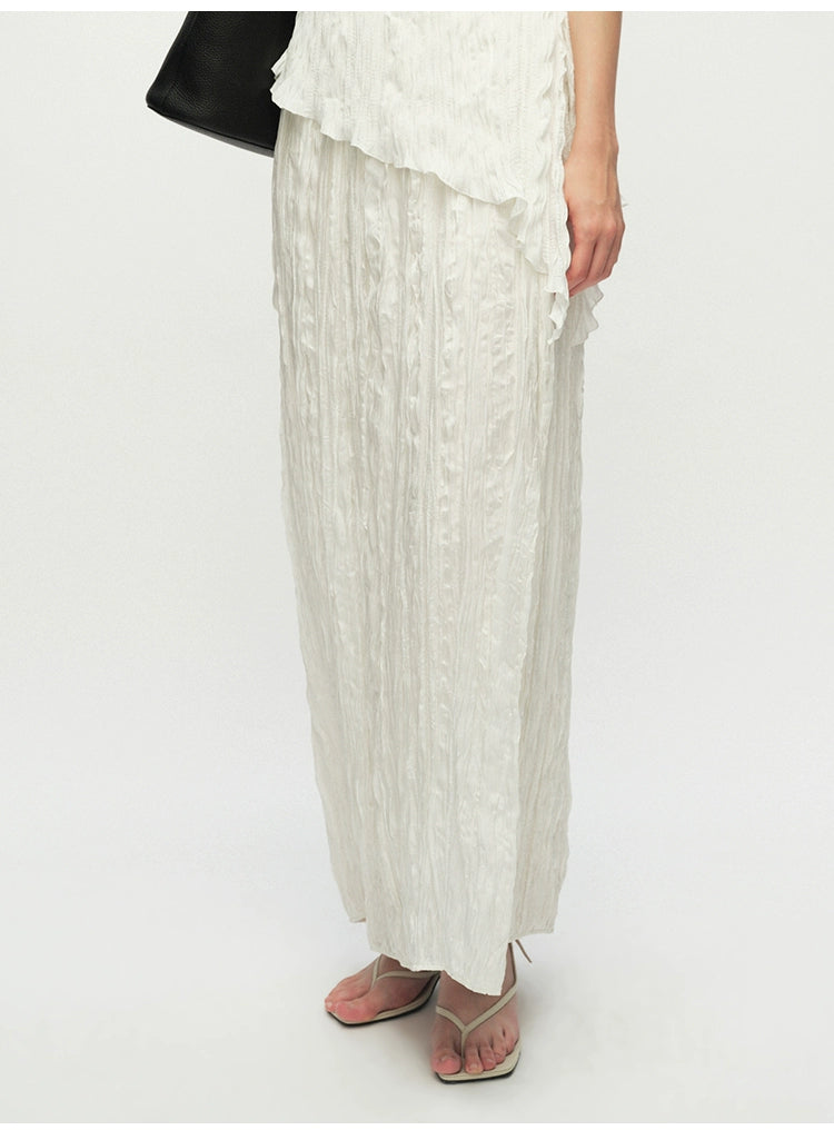 Pleated Straight Ankle Length Skirt