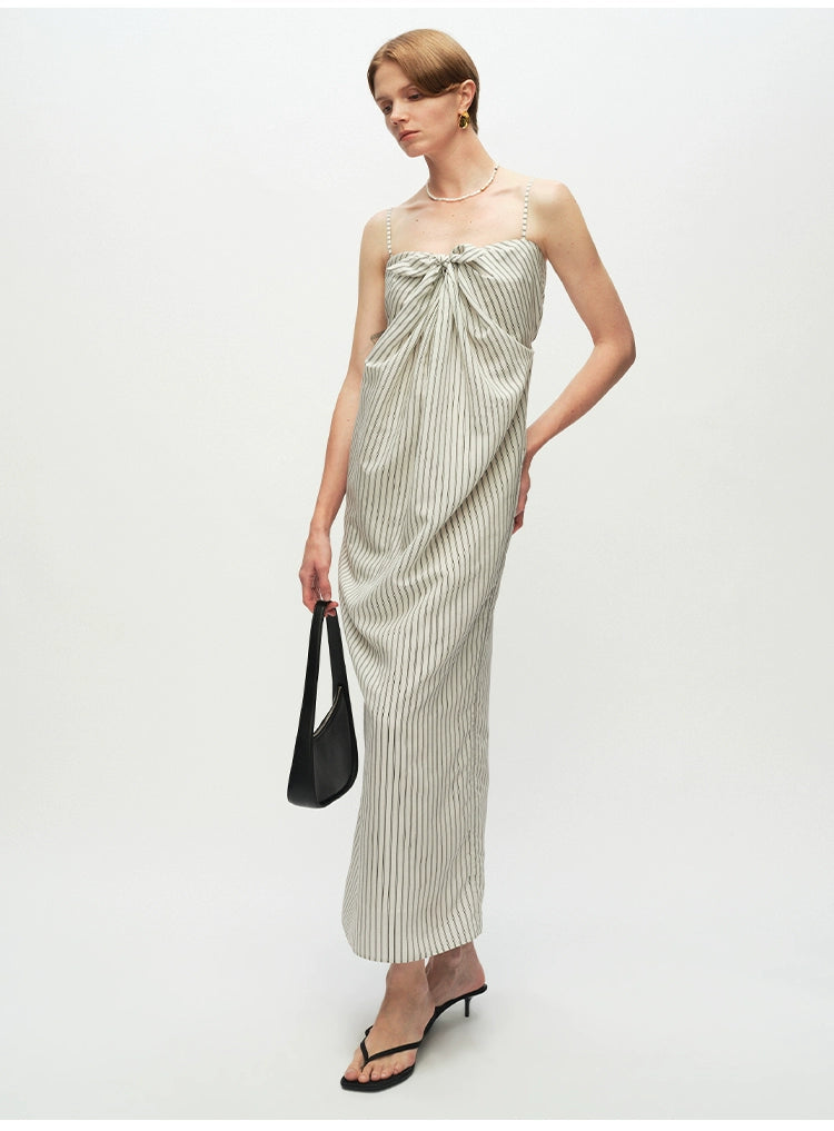 Striped Tie Knot Suspender Dress
