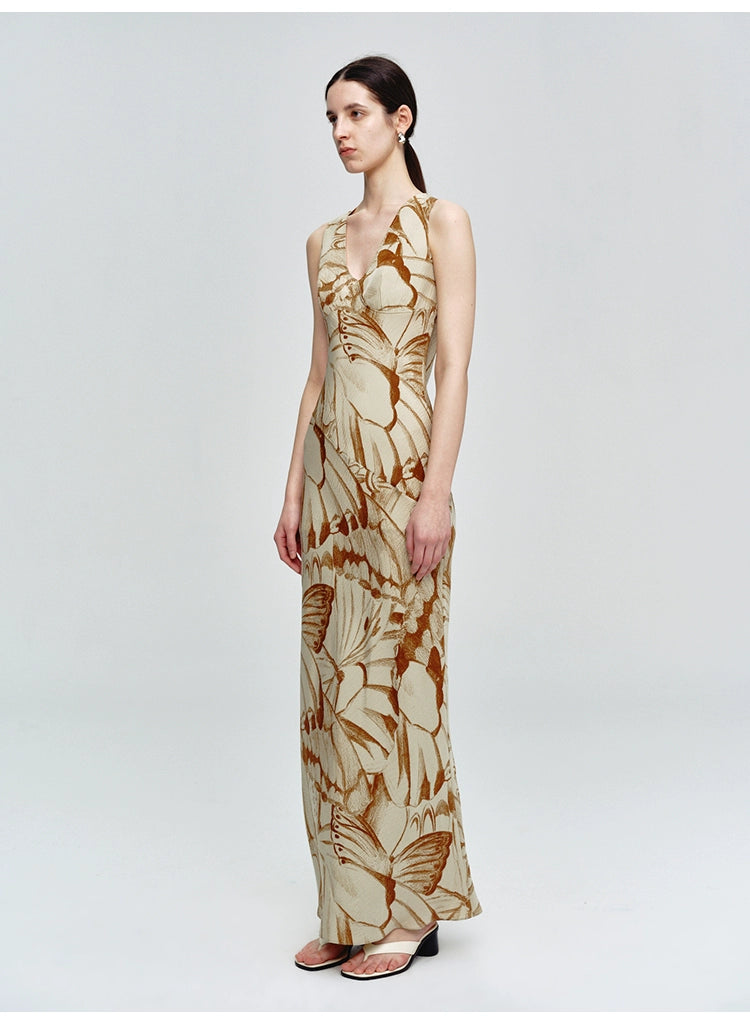 Sleeveless Butterfly Print Dress