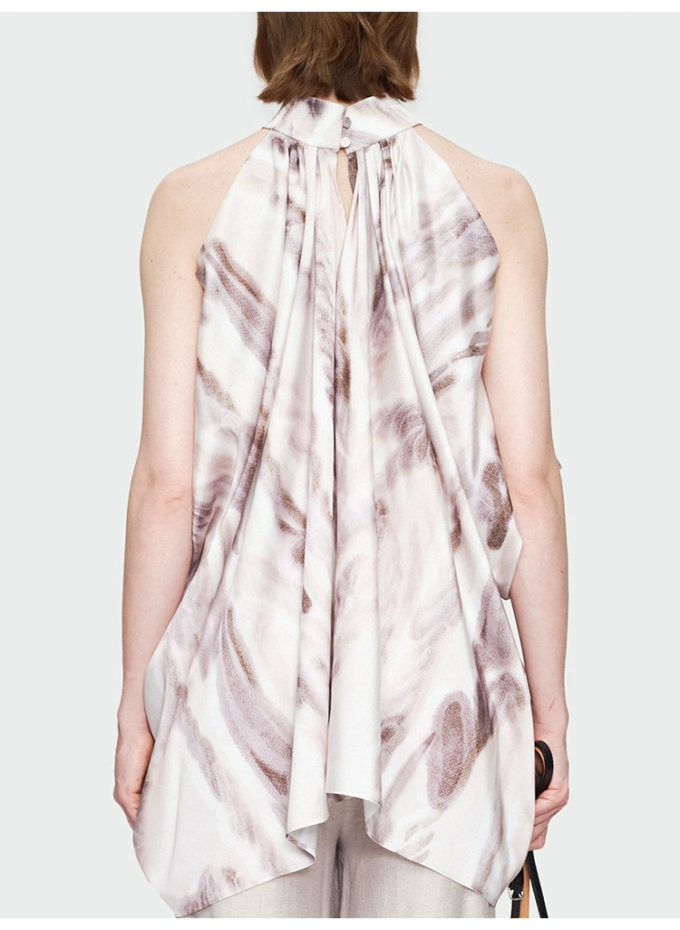 Print Halter Sleeveless Top