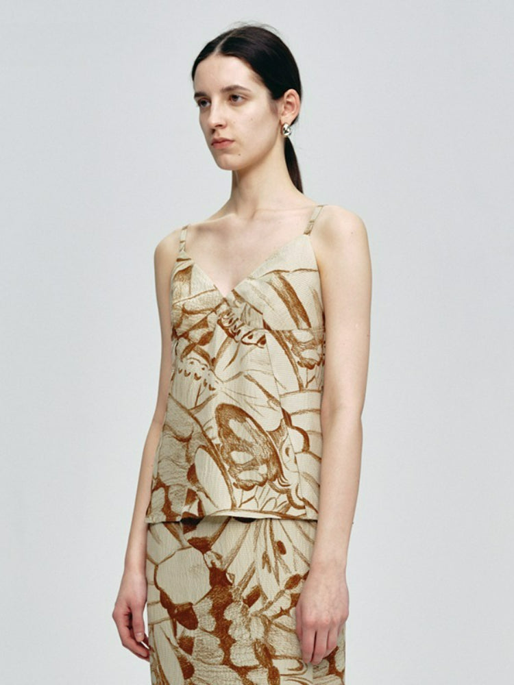 Butterfly Print Suspender Top